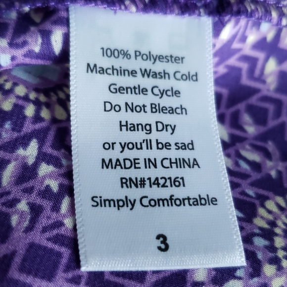 LuLaRoe Purple Pattern Overlay Blouse Women's Size Medium - Picture 5 of 6